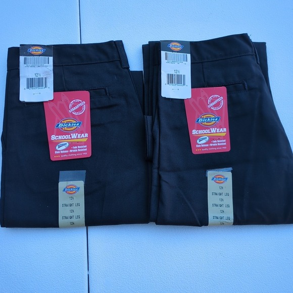 Dickies Boy's Classic Flat Front Pant, Sizes 12 1/5. Set of 2 New - Picture 1 of 10